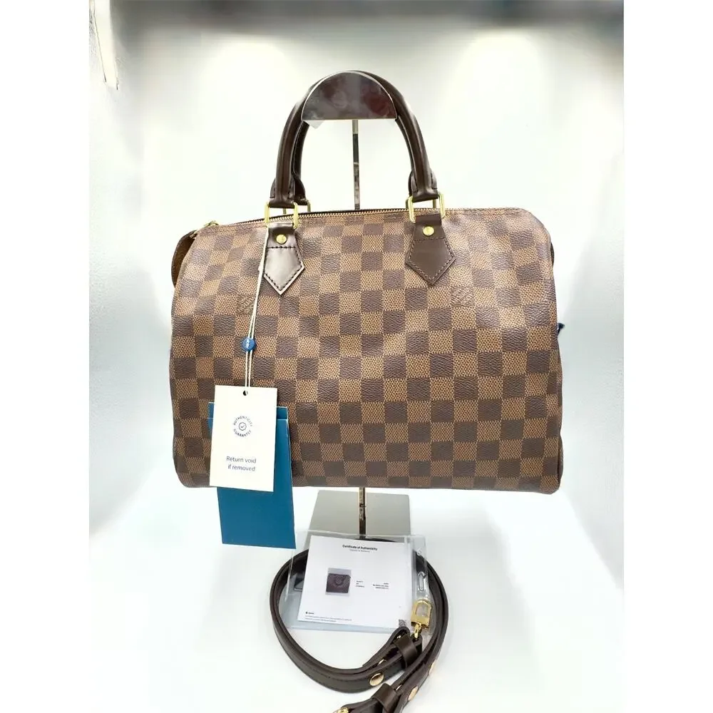 Louis Vuitton Damier Ebene Speedy 30 Handbag Made in France 2012 Authentic